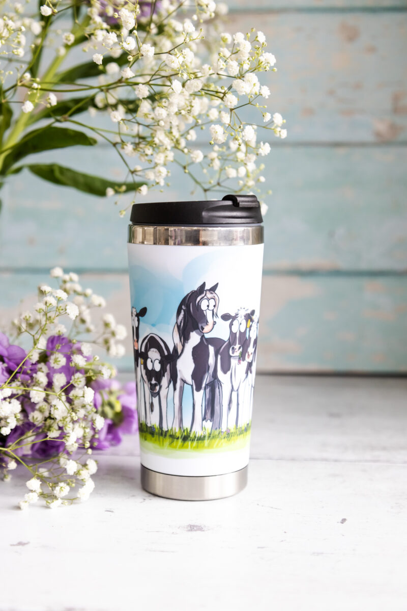 Cow Pony Travel Mug horse design by Emily Cole Illustrations