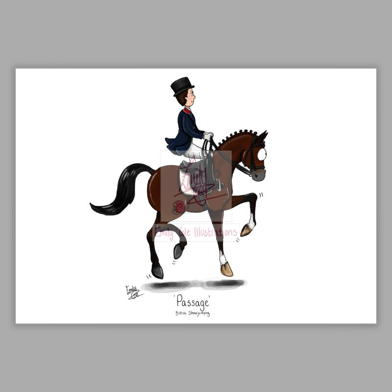 'Passage' The Dressage Collection - A4 Vintage Print