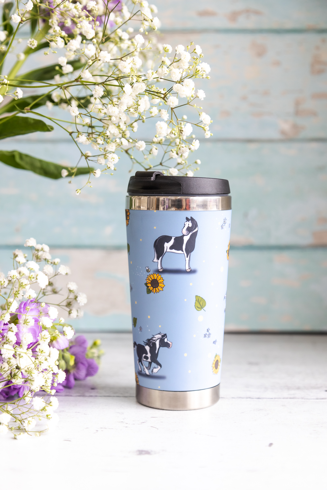 Piebald Pony Pattern Travel Mug by Emily Cole Illustrations