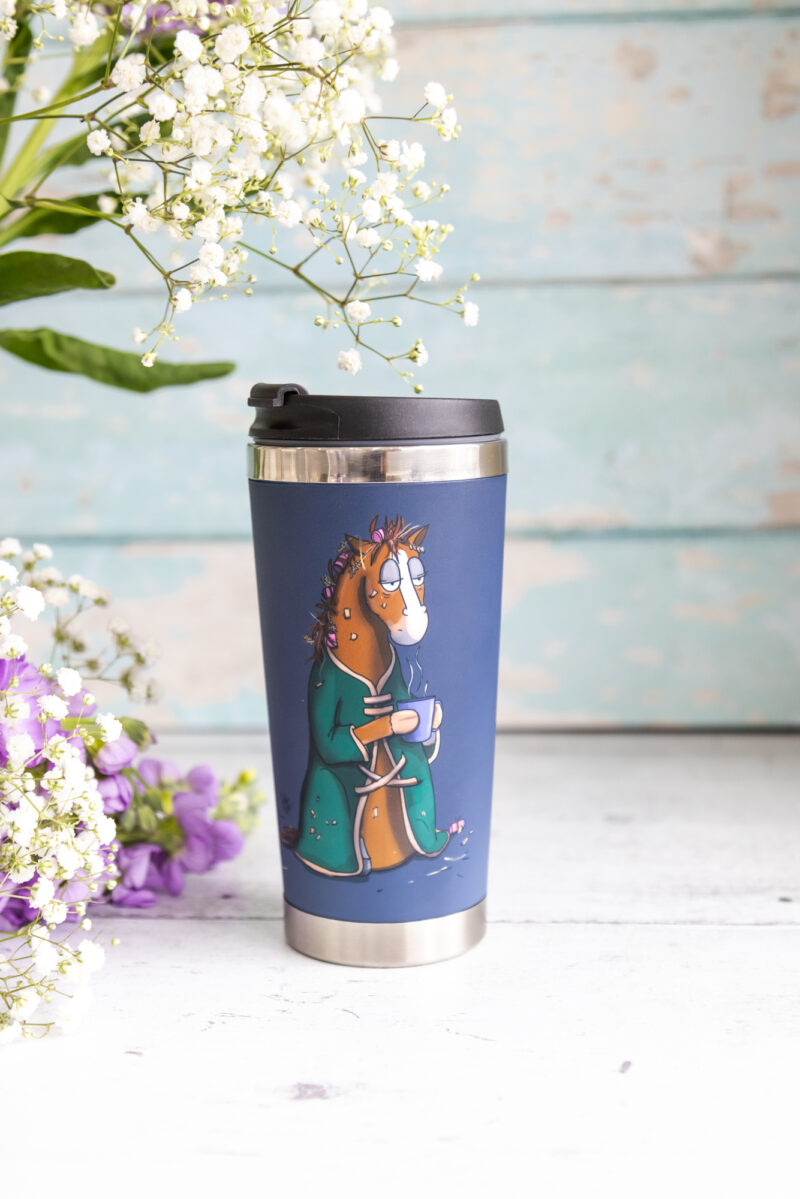 Not a morning pony chestnut horse travel Mug by Emily Cole Illustrations