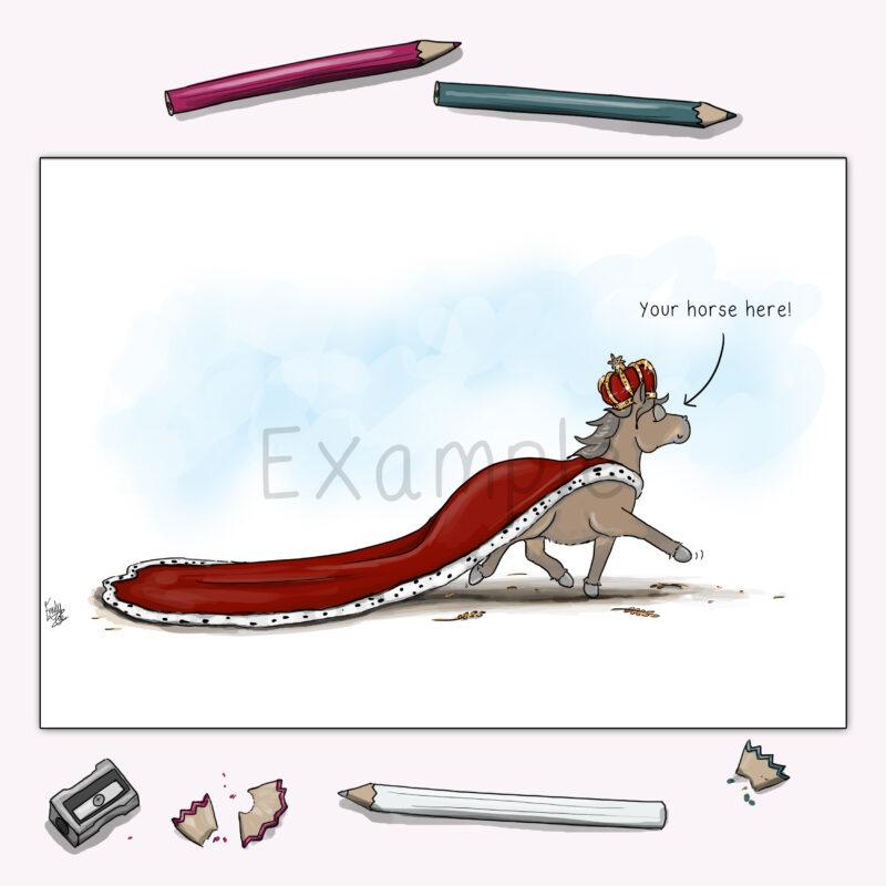 Personalised horse drawing - bespoke colour print Yard Royalty by Emily cole illustrations example