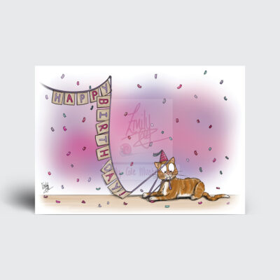 Happy Birthday Greeting Card by Emily Cole Illustrations Orange Ginger Cat