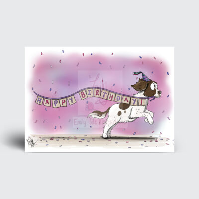 Happy Birthday Greeting Card by Emily Cole Illustrations spaniel dog