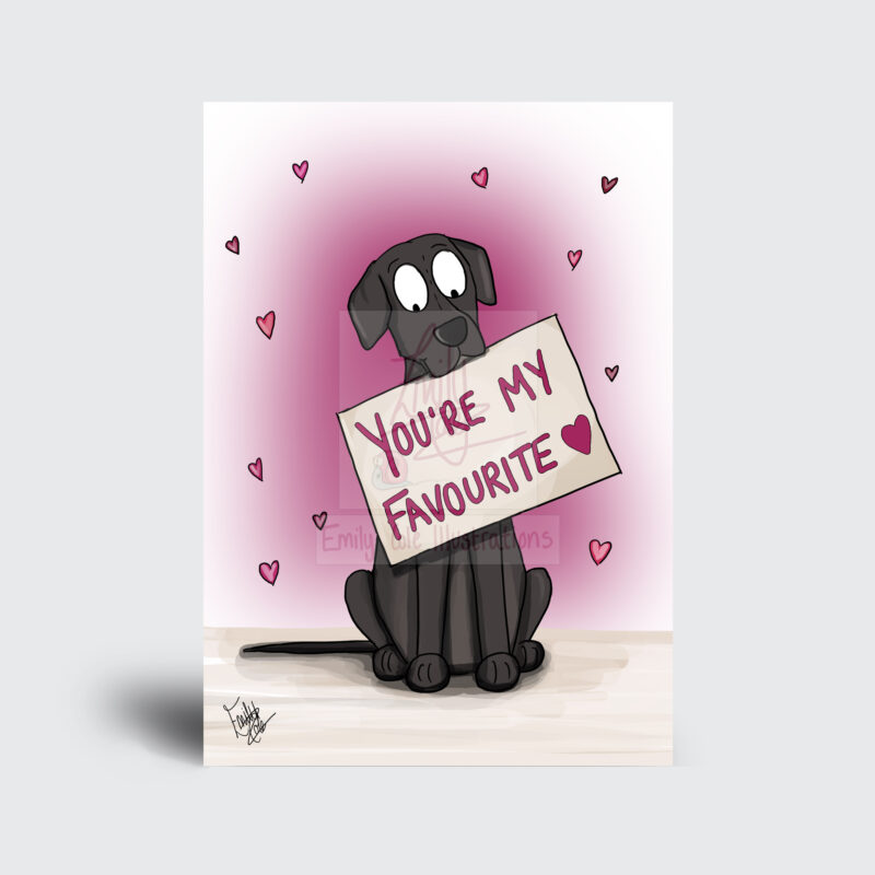 You're my favourite black labrador dog valentines Greeting Card by Emily Cole Illustrations