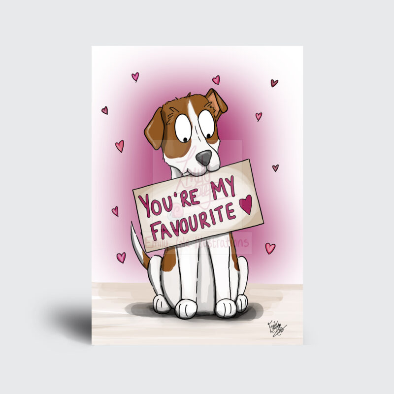 You're my favourite terrier Jack russell dog valentines Greeting Card by Emily Cole Illustrations