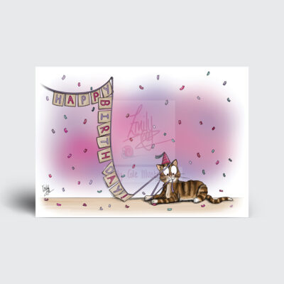 Happy Birthday Greeting Card by Emily Cole Illustrations Tabby Cat