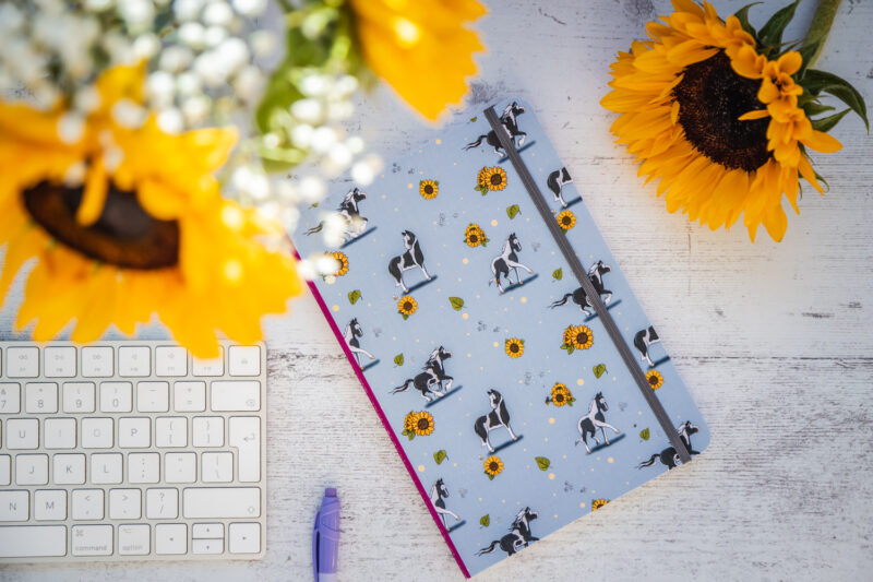 Piebald horses patterned perfect bound notebook front cover