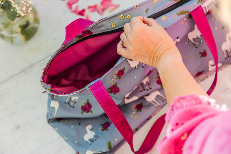 Beautiful Grey Horse & Roses Patterned Cotton Tote Bag, with Zip by Emily Cole Illustrations.