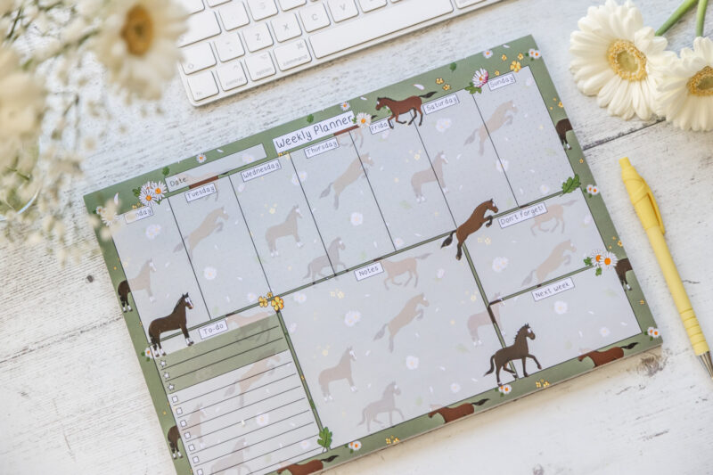 Bay Horse with Daisies Design A4 Desk Planner by Emily Cole Illustrations