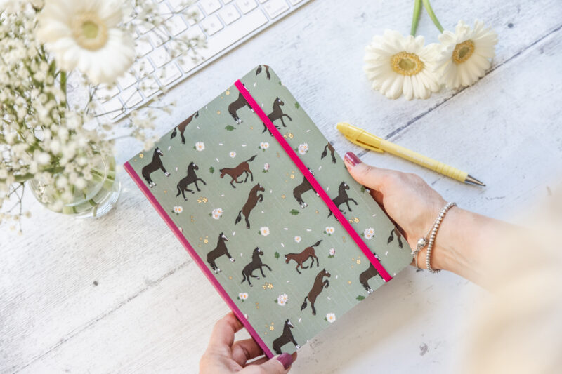 Bay Horse and Daisies A5 Lined Notebook by Emily Cole Illustrations.