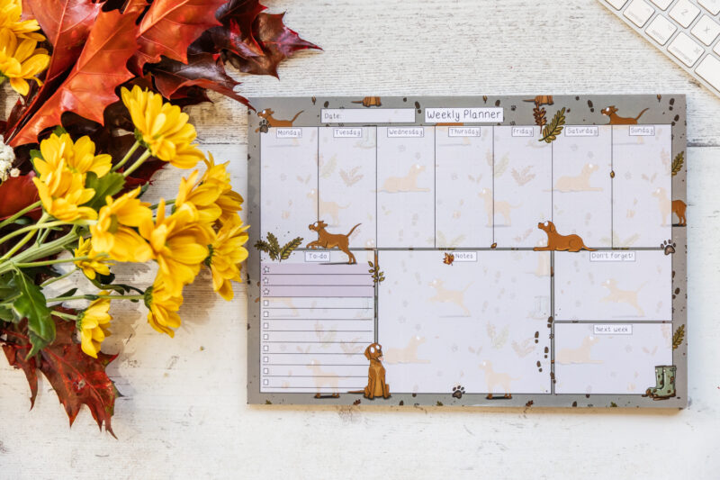 Fox Red Labrador Dog Design A4 Desk Pad by Emily Cole Illustrations