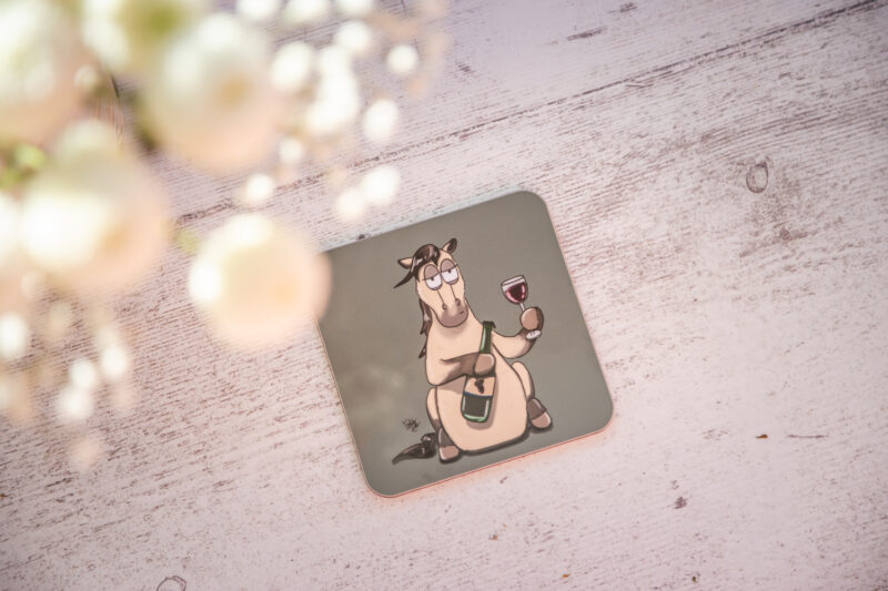 ‘Pass the Wine’ Funny Horse Melamine Coaster by Emily Cole Illustrations