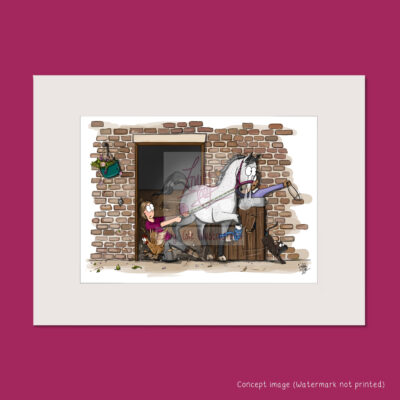 bursting forth funny horse illustrations print by Emily Cole Illustrations