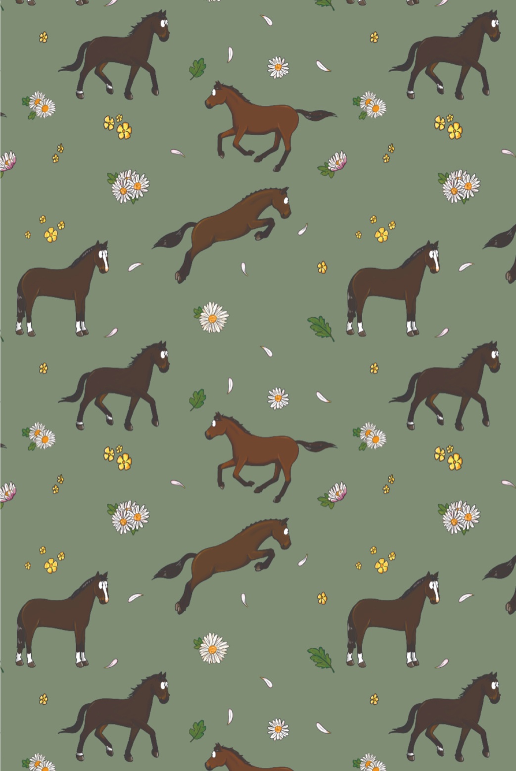 'Bay Horse & Daisies' Tea Towel - Image 2