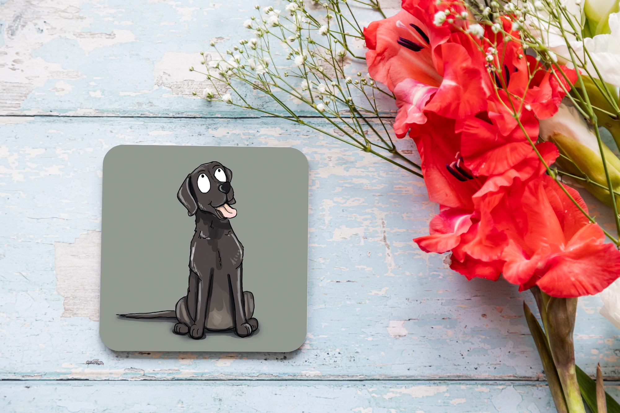 black labrador dog melamine coaster by Emily Cole Illustrations