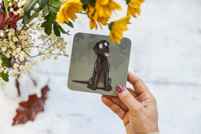Black Labrador Dog Melamine Coaster - Emily Cole Illustrations.