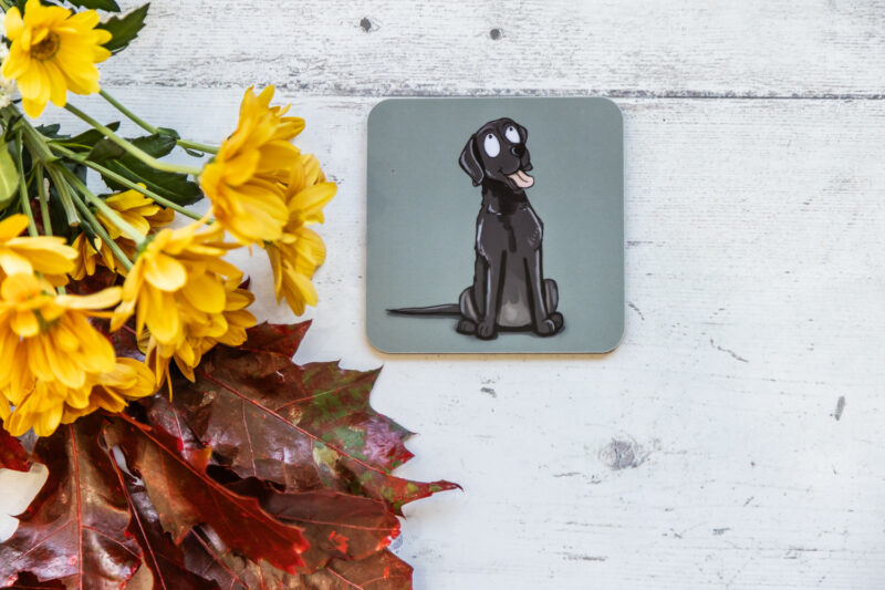 Black Labrador Dog Melamine Coaster - Emily Cole Illustrations.