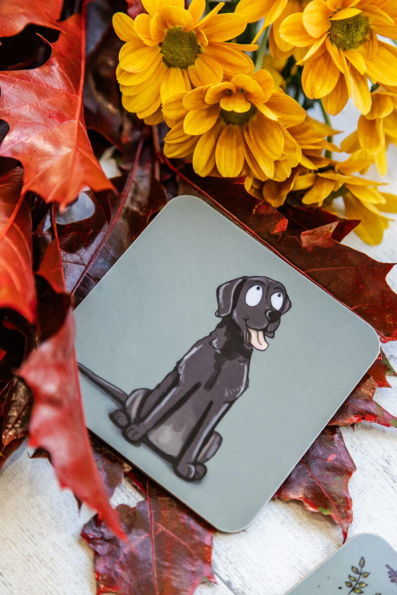 Black Labrador Dog Melamine Coaster - Emily Cole Illustrations.