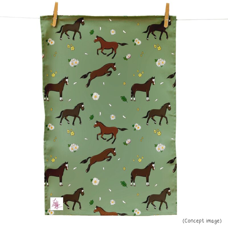 'Bay Horse Pattern' Tea Towel