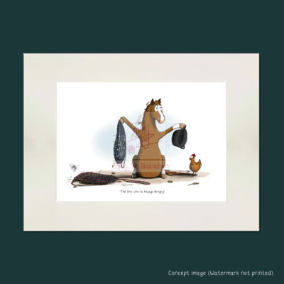 mounted the one who is always hungry horse giclee art print by Emily Cole Illustrations