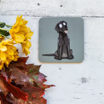 Black Labrador Dog Melamine Coaster - Emily Cole Illustrations.