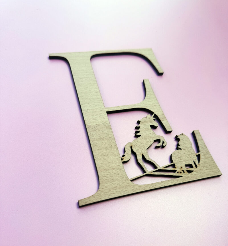 Large wall shelf letter decoration by Emily Cole Illustrations - Believe in yourself - close up