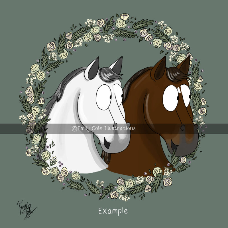 Double Personalise a Pony Illustration for two horses by Emily Cole Illustrations