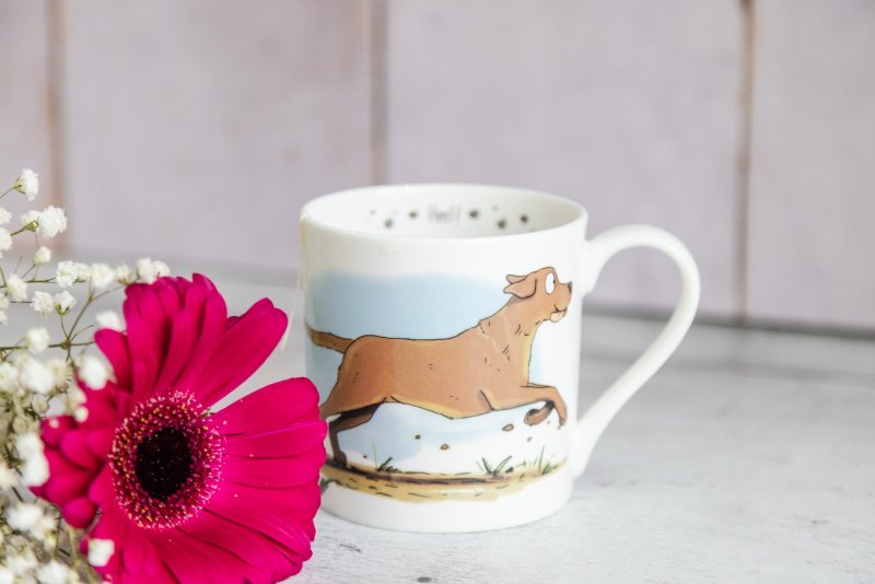 Yellow Labrador Dog Heel Command Fine Bone China Mug by Emily Cole Illustrations