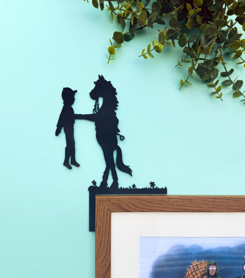 Drop fence funny horse cross country eventing wooden frame topper decoration by emily cole illustrations