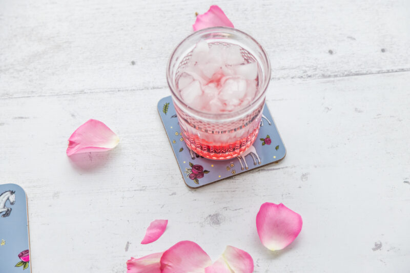 Beautiful Grey Horse & Roses Patterned Melamine Coaster by Emily Cole Illustrations.