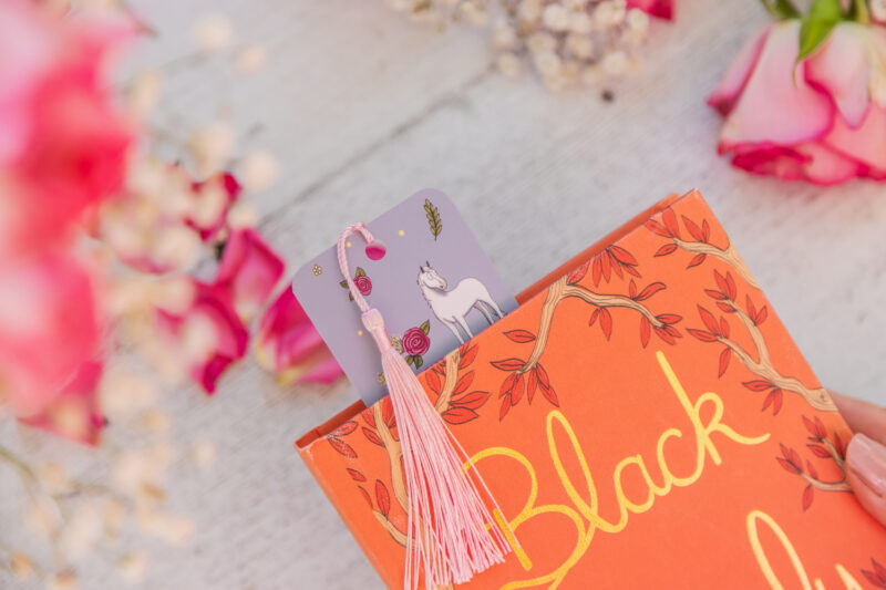 Grey Horse Patterned Silk Card Bookmark. Finished with a Coloured Tassel - Emily Cole Illustrations.