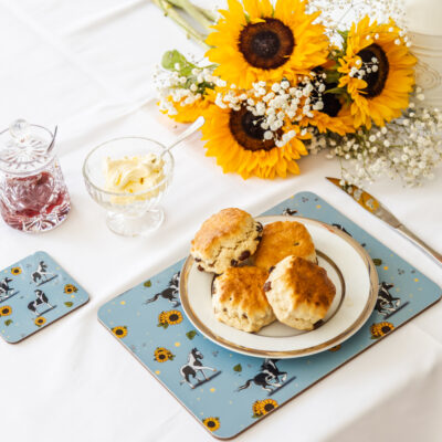 Striking Piebald Horse & Sunflower Patterned Melamine Placemat by Emily Cole Illustrations.