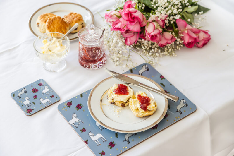 Beautiful Grey Horse & Roses Patterned Melamine Placemat by Emily Cole Illustrations.