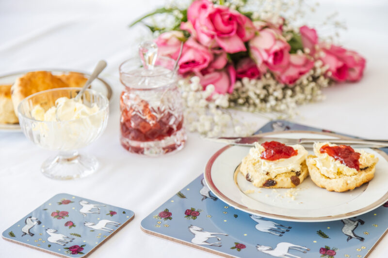 Beautiful Grey Horse & Roses Patterned Melamine Coaster by Emily Cole Illustrations.