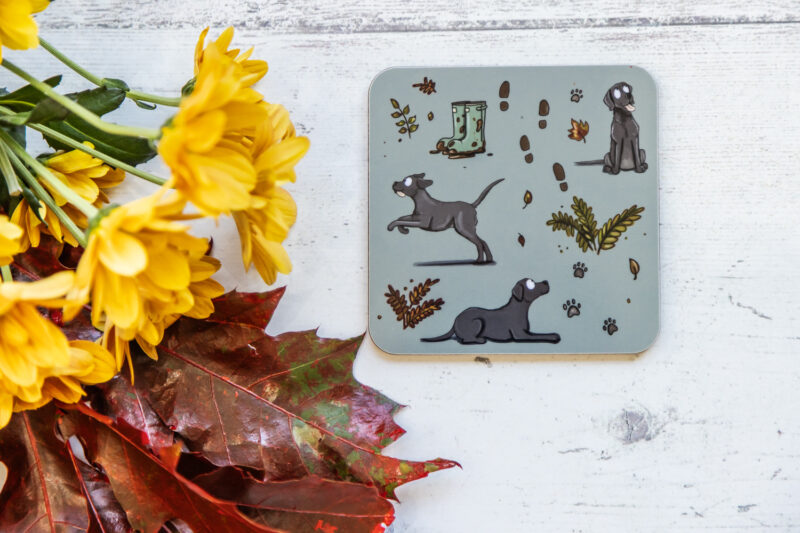 Black Labrador Dog Melamine Coaster - Emily Cole Illustrations.