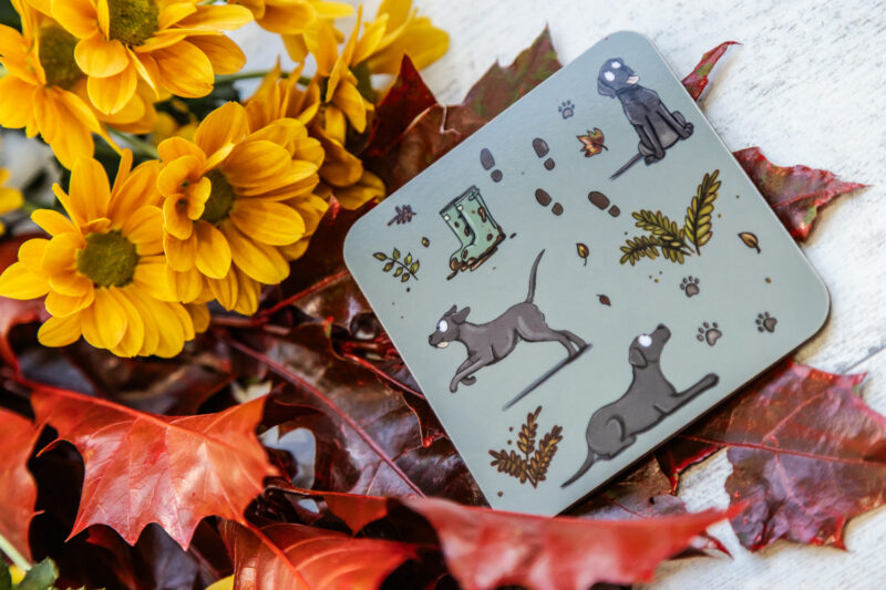 Black Labrador Dog Melamine Coaster - Emily Cole Illustrations.