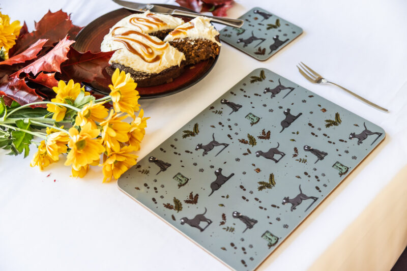 Black Labrador Countryside Walks Melamine Placemat by Emily Cole Illustrations.