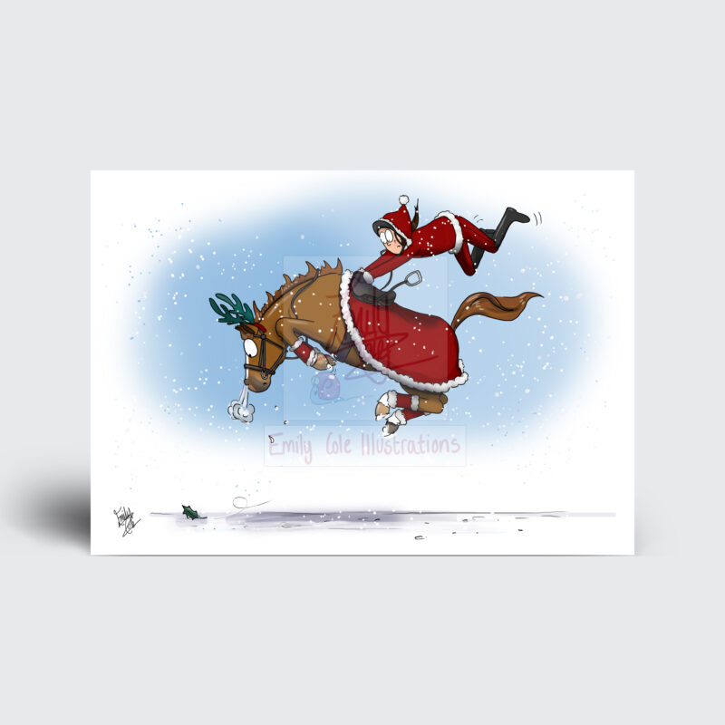 Festive Hack - Jimmy and Sugarplum - Companion Pony - Funny Horse Christmas Card by Emily Cole Illustrations