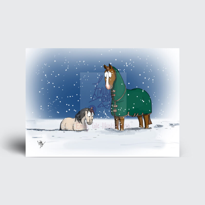 Little and Large - Jimmy and Sugarplum - Companion Pony - Funny Horse Christmas Card by Emily Cole Illustrations