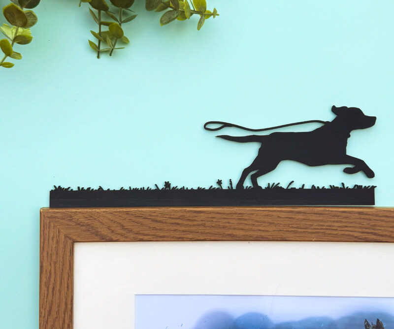 heel funny labrador dog wooden frame topper decoration by emily cole illustrations