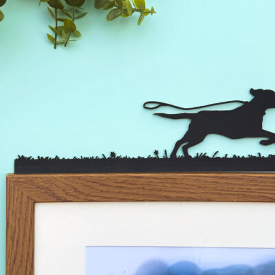 heel funny labrador dog wooden frame topper decoration by emily cole illustrations