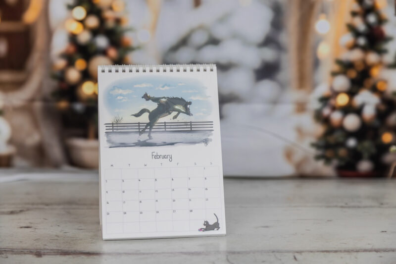Emily Cole Illustrations 2026 desk Calendar featuring 12 brand new humorous horse illustrations. Traditional month-to-view design.