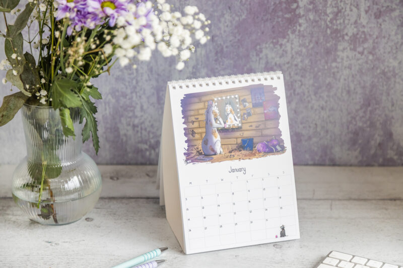 Emily Cole Illustrations 2026 desk Calendar featuring 12 brand new humorous horse illustrations. Traditional month-to-view design.