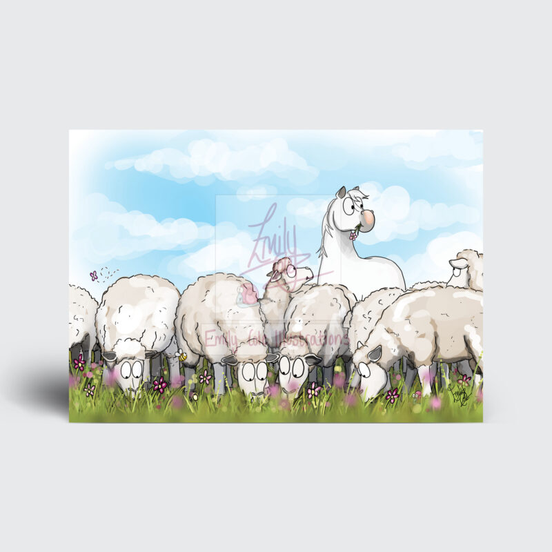 A pony in sheep's clothing - horse greeting card A5 by Emily Cole Illustrations