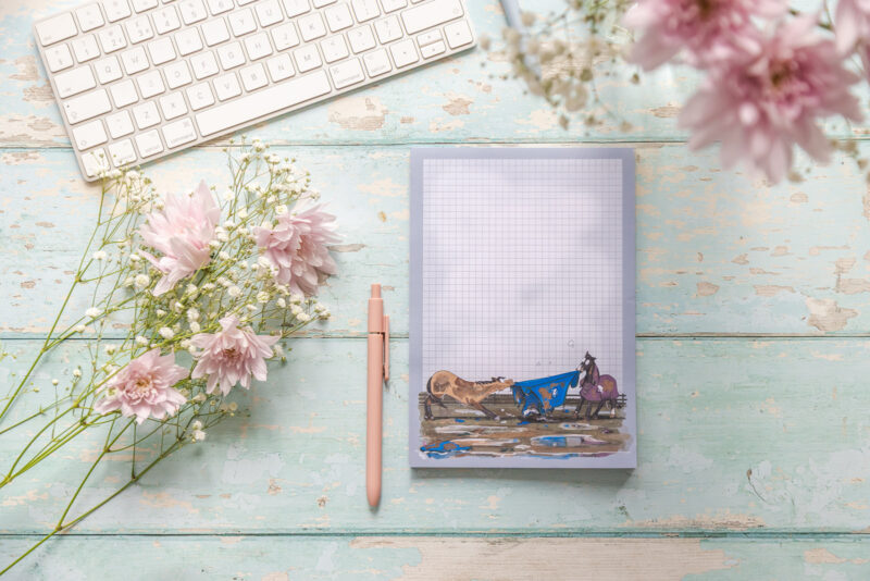Funny Horse Jotter Pad. A5 with Gridded Pages. Designed and Illustrated by Emily Cole.