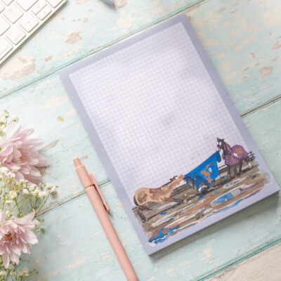 Funny Horse Jotter Pad. A5 with Gridded Pages. Designed and Illustrated by Emily Cole.