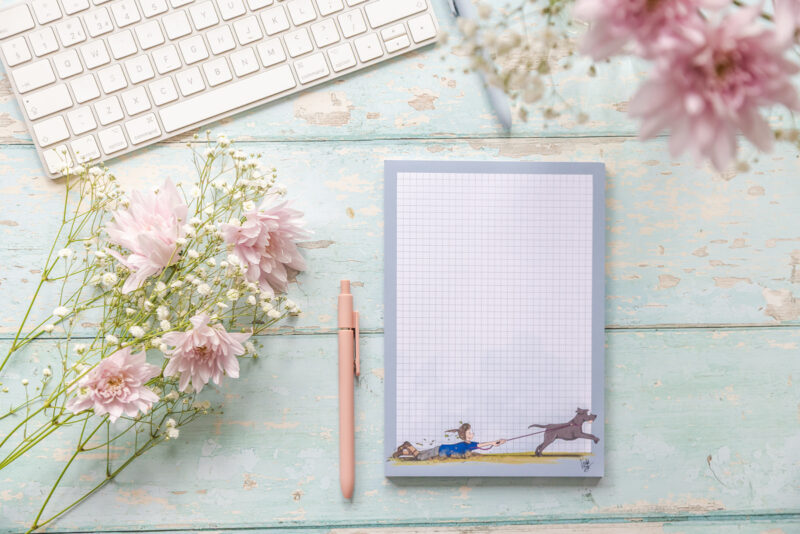 Labrador Jotter Pad A5 Sized. Gridded Pages. Illustrated by Emily Cole Illustrations