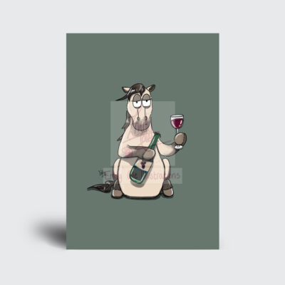 pass the wine - horse greeting card A5 by Emily Cole Illustrations