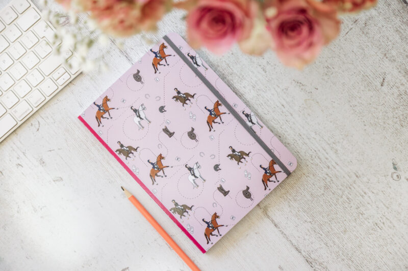 Pink Dressage Horse Softcover Notebook