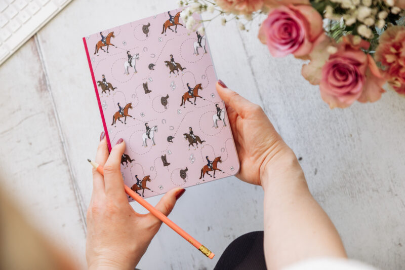 Pink Dressage Horse Softcover Notebook